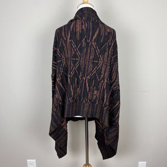 Soft Surroundings Cardigan Sweater Large Cascade Draped Wool Cotton Texture Knit - Picture 6 of 10